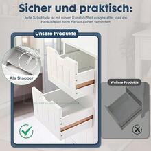 Badezimmerschrank, Beistellschrank mit 4 Schubladen, Schranktür & verstellbaren Ablagen, MDF Kommode, 55*28,5*81 cm, für Badezimmer, Wohnzimmer, Schlafzimmer, Esszimmer und Küche, Weiß - Weiß / 55 x 28,5 x 81 cm - Übersicht 6