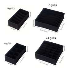 1pc Black 3-Compartment Underwear & Socks Drawer Organizer Set, Foldable Divider Storage Box, Home Storage & Organization, Minimalist Style, Non-Woven Fabric, Rectangular, Multi-Compartment Design, Classified Storage Space-Saving - Black - View 15