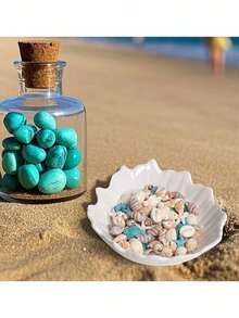 20pcs/Set Summer Beach Party Decorations, Including Turquoise, Turtle, Starfish, Seashell And Other Natural Marine Elements, Essential Materials For Crafting And Home Decor, Can Create Unique Ocean-Themed Party Atmosphere, Suitable For Making Jewelry Accessories Such As Bracelets, Necklaces, Earrings - Multicolor - View 4