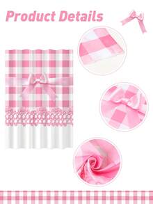 2件/1套蝴蝶结格子窗帘，涤纶窗帘幔，厨房遮阳帘，蝴蝶结生日装饰，蝴蝶结派对装饰，家居装饰，房间装饰，适用于客厅、厨房、卧室、书房、餐厅、画廊、咖啡厅（不含窗帘杆） - 多色 - 查看 12