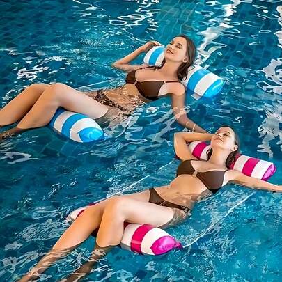 1pc Adult PVC Inflatable Floating Device, Inflatable Swimming Ring, Water Sofa, Water Hammock, Foldable & Portable, Outdoor Swimming Lounge Chair, Suitable For Swimming Pool & Beach, No Power Needed, Comfortable & Lightweight, Easy To Carry And Inflate, Suitable For Adults, Essential For Summer, Back To School Essential