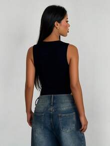 AITYI Studio, Bộ jumpsuit nữ, Phong cách tối giản, Thường ngày, Trang phục ngoài trời, Trang phục dự lễ hội âm nhạc, Gợi cảm, Phong cách cá tính, Đa năng, Thích hợp cho hồ bơi, phòng tập gym, pilates, đi làm, dự tiệc, Thiết kế khóa kéo đôi phía trước, Jumpsuit đen, Mùa tựu trường, Giới trẻ, Trang phục mùa xuân và hè - màu đen - Xem 2