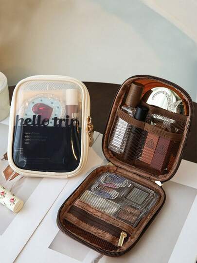 1个便携式迷你化妆包，零钱包，化妆袋，保暖小包，返校背包必备，沙滩旅行收纳包，夏季假期化妆品整理包，迷你包，旅行化妆箱，配件，化妆刷收纳架，浴室装饰化妆品整理包，浴室配件