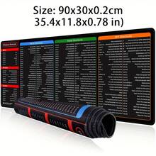 1pc: Minimalist Windows Shortcut Key Mouse Pad, Office Software Shortcut Student Large Desk Mat With Excel Shortcut Pattern, Non-Slip Keyboard Pad With Shortcut Pattern For Computer Mouse - Black - View 6