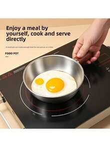 Stainless Steel Pot With Heat-Resistant Wooden Handle | Suitable For Induction Cooktop, Non-Slip, Even Heating At Bottom - Ideal For Dorms, Offices, RVs, Small Kitchens, Single Cooking - View 4