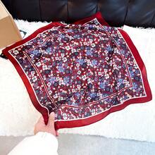Khăn vuông in họa tiết giả lụa 26,77 inch (68cm), phụ kiện băng đô/khăn quàng cổ đa năng thoáng khí thời trang dành cho nữ, 1 chiếc - Lạc đà - Xem 5