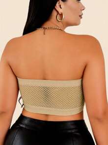 EssElegance Plus Size Strapless Bra, Seamless, Invisible, Front Closure, Wireless, Backless, Shaping - Apricot - View 7