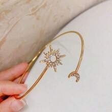 2Pcs/1Pc Minimalist Gold Sun & Moon Rhinestone Decor Curtain Clips With Adjustable Rope, Elegant Metal Curtain Tiebacks Hooks For Home Bedroom Living Room Window Decoration - 2pcs - View 3