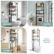 Over-The-Toilet Storage Shelf 4-Tier Bathroom Organizer Shelf Freestanding Space Saver Shees Over Toilet With Adjustable Shelf For Bathroom Brown - màu nâu - Xem 7