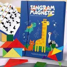Sách ghép hình khối, đồ chơi giáo dục IQ, trò chơi rèn luyện trí não, trò chơi ghép hình bằng gỗ Montessori, hình khối ma thuật Tangram. - Nhiều màu - Xem 2