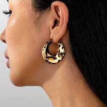 1 Pair Fashionable Exquisite Elegant Retro Leopard Print Design Hoop Earrings, Suitable For Women's Daily Wear - Multicolor - View 6