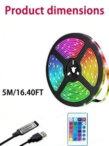 1 Roll 5V RGB Multi-Color Temperature LED Light Strip, Suitable For Bedroom, Kitchen, Living Room, Bathroom, Party, Wardrobe, Length: 1m/3.28ft, 3 Meters/9.84ft, 5m/16.4ft, 10m/32.8ft, 15m/49.21ft, Smart LED Strip Light With Remote Control, RGB Color Changing Function, Ideal For Room Decor, Party, Kitchen - Colored Light - View 16