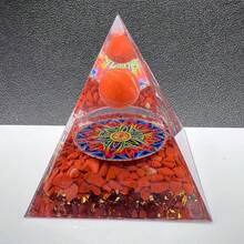 1 pieza Bola de jade rojo natural triturada, Pirámide de energía de resina del árbol de la vida, Cristal poderoso, para el equilibrio de los chakras, la curación espiritual y la meditación, atraer la riqueza y la vitalidad, regalo - Multicolor - Ver 43