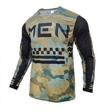 DONUTFOX Ropa deportiva para bicicleta de montaña 2026, Traje de carreras, MTB BMX Descenso, Camiseta de motocicleta todoterreno DH, Hombre - Verde militar - Ver 2