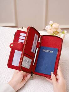 Ví đựng thẻ CHARM INFINITE thời trang tối giản có khóa kéo, ví nữ chống RFID mới, ví dài nhiều lớp dung lượng lớn có khóa kéo và dây đeo cổ tay, ví đa năng đựng hộ chiếu, vé máy bay, thẻ tín dụng, tiền mặt, tiền xu, chìa khóa, ví đựng tiền xu siêu mỏng nhẹ dùng hàng ngày. - Nhiều màu - Xem 7