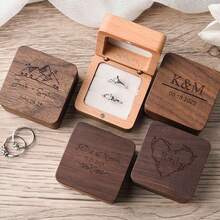 Personalized Wooden Ring Box With Custom Name, Proposal Ring Box, Couple Anniversary Gift, Laser Engraved Jewelry Box - Multicolor-3 - View 4