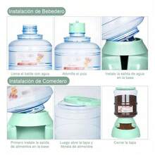 Comedero y Bebedero Doble para Mascotas | 3.8L, 1.8kg, Ideal para Perros y Gatos | Fácil de Usar y Mantener - por defecto - Ver 7