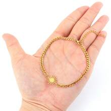 1 pieza Nuevo brazalete de cadena de acero inoxidable con colgante clásico dorado plateado de sol para hombres - estilo 1 - Ver 5