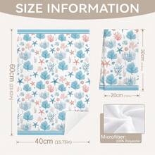 MEMNUN 2 piezas Toallas de cocina de estilo europeo de verano con estampado de conchas marinas y coral, 15.75*23.62in (40*60cm) Paños de microfibra súper suaves y absorbentes, decoración de cocina, accesorios para el hogar, lavables a máquina, adecuados para comedor, cocina, decoración del hogar y regalos, para todas las estaciones - Multicolor - Ver 3