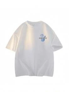 1pc White Soft Men's Short Sleeve T-Shirt, Men's Short Sleeve, Men's T-Shirt, Men's Printed T-Shirt, Print, Skin-Friendly, Coconut Tree Print Short Sleeve, Vacation Style, Machine Washable, Suitable For Beach Vacation, Summer, Hawaii, Beach Play, Swimming Pool - White - View 3