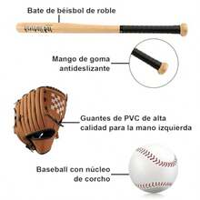 Juego de Béisbol: Bate + Guante + Pelota Kit Clásico de Entrenamiento para Jóvenes Niños Adolescentes y Adultos - 32.6 Pulgadas - pornogrfico - Ver 3