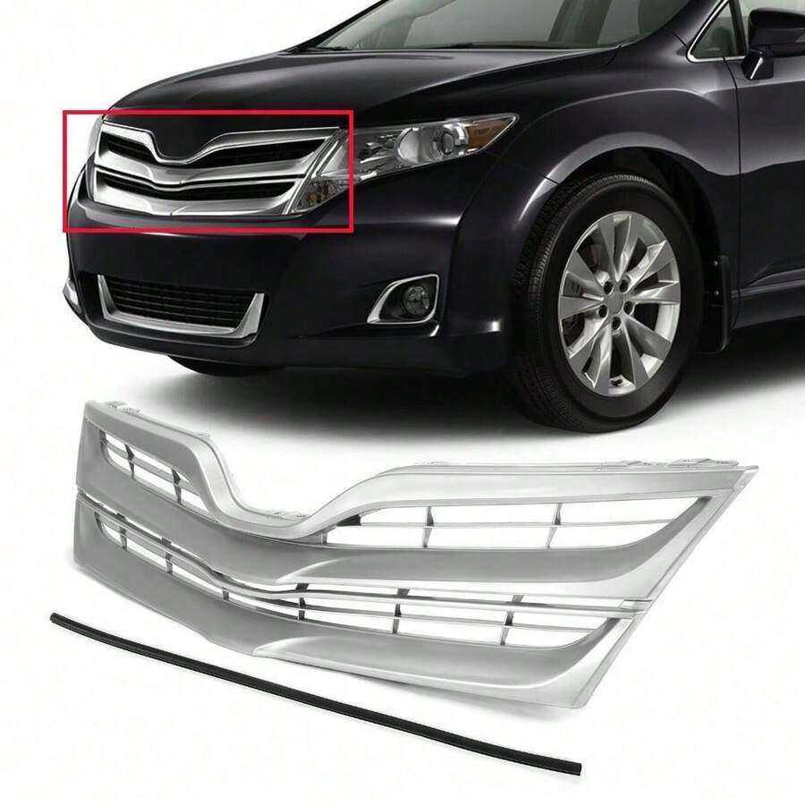 Fits  Venza 2013-2016 Front Upper Grille Grill Silver Factory Replacement - Default - View 1
