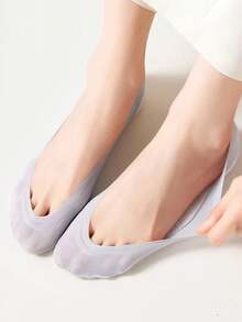 1/5 Pairs Women's Spring/Summer Fashion Solid Color Cool Breathable Invisible Ultra-Thin Silicone Anti-Slip Ice Silk Socks - Multicolor - View 4