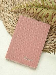 1pc Customized Name Rhombus Pattern Straw Woven Leather Passport Holder Travel Passport Cover Wallet Travel Document Organizer Protective Case Travel Gift For Women And Men Premium Passport Wallet - Multicolor - View 14