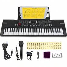 Teclado Electrónico Profesional 61 Teclas Con Micrófono - Negro - Ver 11