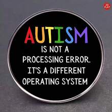 1pc Autism Awareness Enamel Pin, Neurodiversity Inspirational Quote Lapel Pin Brooch Badge For Backpack & Lanyard - A - View 2
