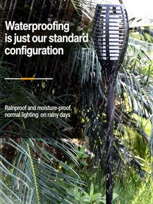 4/2/1pc Outdoor Solar Powered Artificial Flame Light, LED Beads, Hollow Lampshade, Waterproof, Multi-Level Adjustable, Suitable For Garden Path, Villa Courtyard, Holiday Decoration And Home Lighting - Black - View 3