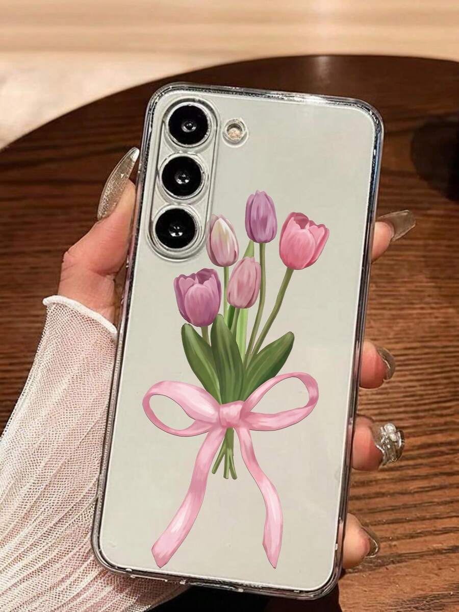1个蝴蝶郁金香花朵软壳手机壳，兼容华为荣耀、Galaxy A04e/12/A13/A14/A34/A50/A52/A53/A54/S21/S22/S23/S24/S25/S25Ultra/S25FE/S26/S26 Plus/S26 Ultra/S26 Edge、6A/7A/8A、12T/13T/15T/15T Pro - 無色 - 查看 1
