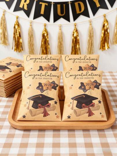 24pcs 2026 Graduation Gift Bags,Congratulations Graduation Goodie Bags,Vintage Kraft Paper Candy Bags With Grad Cap & Diploma Design,Graduation Party Decorations,Grad Party Supplies,Gift Packaging Bags,Kitchen Baking Bags,Holiday Party Favor Bags,Graduation Gifts For Friends, Grad Gift Ideas