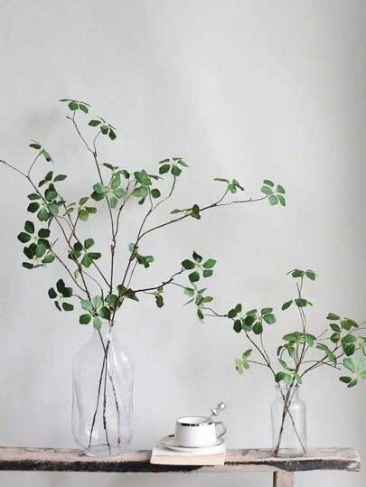 1 cành cây nhân tạo có lá, cành hoa đỗ quyên Nhật Bản giả, cành lá mùa xuân giả, cành liễu giả có lá, cành cây phỉ, dùng để trang trí bình hoa, nhà cửa, đám cưới.