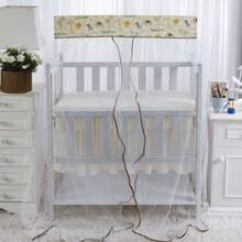 Mosquito Net For **** MINI CRIB **** Boy Choose Your Color Safari Green/Beige/Blue - Valance + Tulle - Beige - View 2