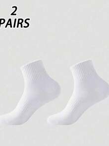 2/6/10 Two-Tone Solid Color Sports Socks (Black & White) Simple Style Men's Belted Design Durable & Anti-Slip Basketball Socks - Multicolor - View 15