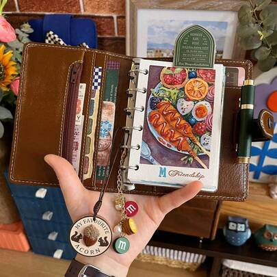 M5 Refillable Notebook, Sticker Book, Soft PU Leather Cover, Large Capacity Portable Loose Leaf Binder, Suitable For Photo Album, Scrapbook, Sticker Book