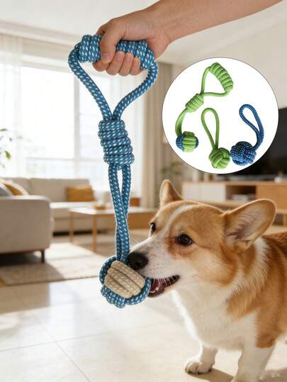 1 món đồ chơi dây thừng cho chó, màu xanh lá cây, đồ chơi kéo co tương tác cho chó nhỏ và vừa, đồ chơi làm sạch răng cho chó con, dây thừng bền chắc cho chó thích gặm nhai mạnh, đồ chơi cho thú cưng trong nhà và ngoài trời, quà tặng Phục Sinh cho người yêu chó.