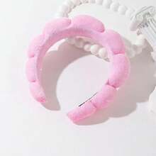 1pc Cloud Bubble Headband, Braided Sponge Hair Hoop For Women, High-End Towel Cloth Headband With Widened Fluffy Structure To Create Illusion Of Higher Hairline, Suitable For Daily Face Washing, Makeup, And Masking To Fix Flyaway Hair Travel Accessories Hair Band Diadema - Multicolor - View 5