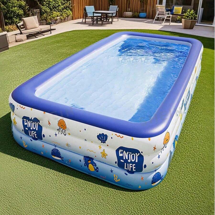 1 pieza Piscina inflable grande, adecuada para uso en el patio y el hogar, colores vibrantes - A - Ver 1
