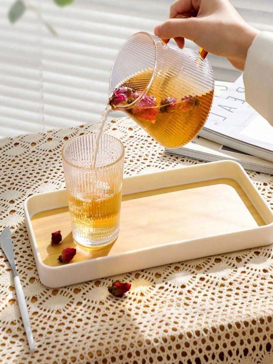 加厚木纹茶盘，客厅厨房茶壶托盘，长方形茶杯托盘，厨房茶水储水托盘 - 彩色 - 查看 1