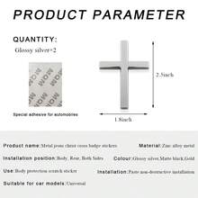 2PCS Metal Jesus Christ Cross Badge Stickers, 2.6"*1.85" Alloy 3D Individual Car Cross Sticker, Self Adhesive Scratch Covering Metal Cross Auto Emblem Decal For Car Body Fender Tail - 1 Pc (black) - View 2