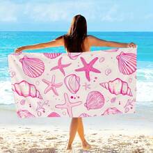 Extra Soft & Large Beach Towel, Shell & Starfish Theme, Quick Dry Super Microfiber, Strong Wrap Design, Suitable For Beach & Pool, Great Gift For Family And Friends - Multicolor - View 1
