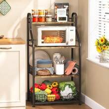 Estante de Microondas 4 Nivel Organizador Estante para Cocina de Microonda con 5 Ganchos Estante de Cocina Multiusos Alacena de Almacenamiento para Ollas y Sartenes/ Vajilla/ Especias 60x40x106cm   958415 - como en la foto - Ver 1