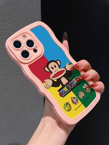 Official Licensed Paul Frank Wave Pattern TPU Material Phone Case, Full Body Shock-Proof Protection With Camera Cover, Featuring Monkey, Giraffe, Rabbit, Dog Cartoon Characters And Letters, New Design Suitable For IPhone 13/14/15/16/17 Pro Max - Multicolor - View 2