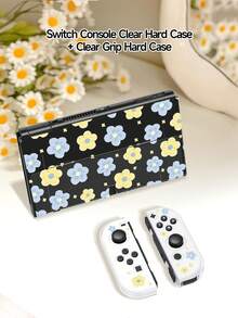 1pc Floral Oil Painting Pattern Transparent Glitter Protective Case, Compatible With Nintendo Switch 2 (2025) / Switch OLED Console And Joy-Con Controllers, Best Gift For Switch Players - Multicolor - View 9
