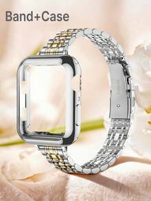 Huastonband 相容 38mm 40mm 41mm 42mm 44mm 45mm 46mm 49mm 保護殼，女款 14mm 纖細銀色不鏽鋼錶帶搭配柔軟防刮金色 TPU 保護套，適用於 S11/S10/S9/S8/S7/S6/S5/S4/S3/S2/S1/SE/SE2 系列，女款金色手鍊，適合派對、聚會、海灘、日常穿著，時尚配件，女性禮物 - 銀間金 - 查看 10