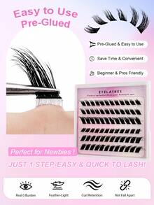 72 pièces de faux cils en vison à effet C-Curl auto-adhésifs, extension de cils DIY, sans colle ni démaquillant nécessaire, faux cils individuels réutilisables, sans résidu collant, facile à appliquer à la maison - Noir - Voir 7