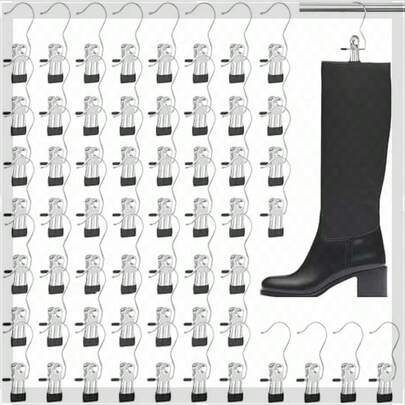80 Pcs Boot Hanger Clips For Closet, Laundry Hanging Hooks With Clips, Portable Single Clip Boot Hangers Bulk For Travel Socks Pants Hats Towels (Black)