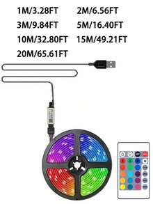 100ft Bedroom LED Light Strip, Smart RGB LED Lights Strips Controlled By App/Remote, Color Changing & Dimmable, Available In 1m/3 Meters/5m/10m/20m/50m, Suitable For Home, Party, Bedroom, Smart Device Control, Room, Home, Kitchen, Living Room, Holiday Party Decoration - Colored Light - View 12